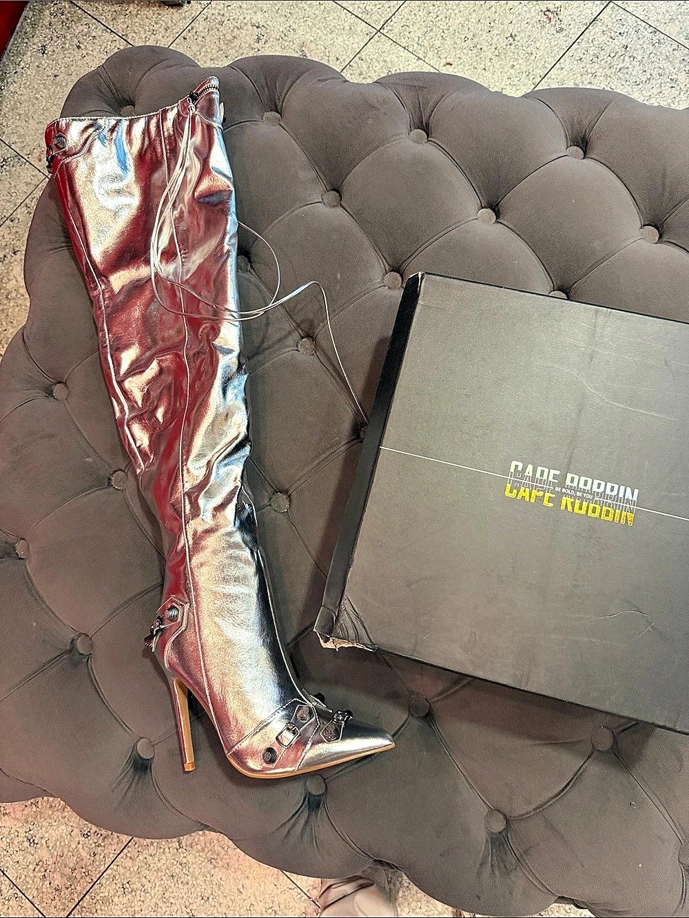 Cape Robbin Metallic Silver Over-the-Knee Heeled Boots
